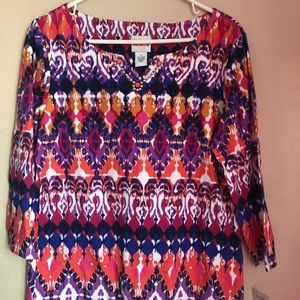 Ruby Rd Favorites top in multi color.